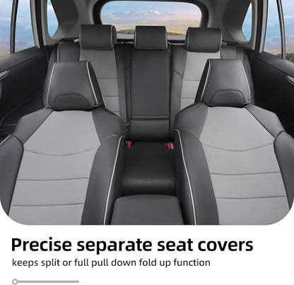 Lolcar Rav4 Seat Covers Custom Fit for Toyota Rav4 2021-2024 Prime SE,XSE & 2019-2025 Hybrid/PHEV SE,XSE, Leather Truck Seat Cover Full Set for SUV,Faux Leather(Black/Gray)