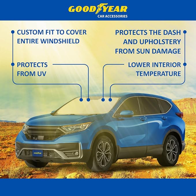 Goodyear Foldable Windshield Sunshade for Honda CR-V (CRV) 2017-2022, SUV car Accessories, Sunshade Cover, Sun Shade Car Windshield, Window Sun Blocker - GY008281