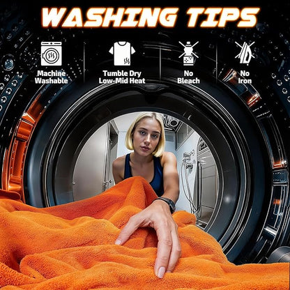 SMINDER 2-Pack 1200 GSM Car Drying Towels – Microfiber Towels for Cars (36" x 24"), Ultra-Absorbent, Streak-Free, Scratch-Free, No Water Spots, Double-Twist Pile & Edgeless Design(Orange)