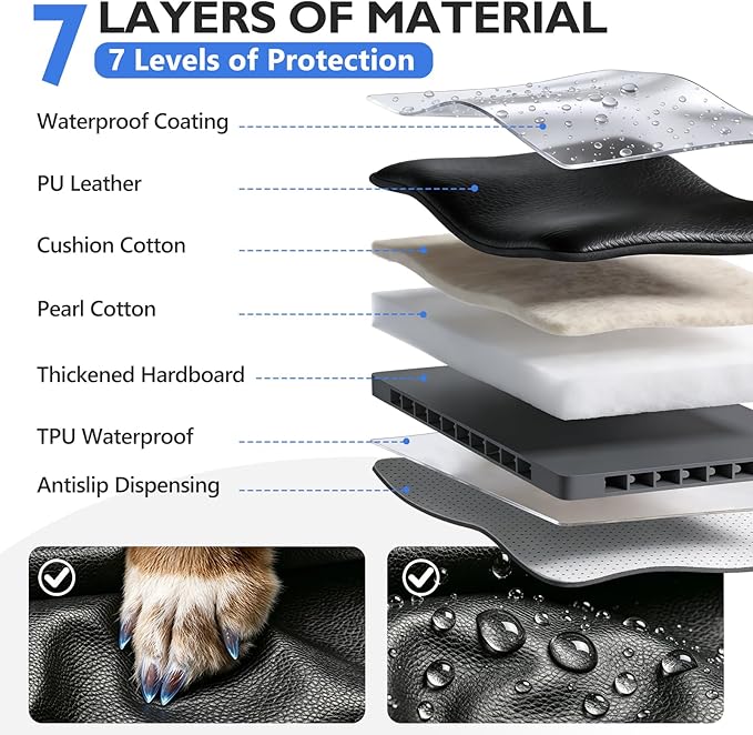Back Seat Extender for Dogs - Hard Bottom Dog Car Seat Cover for Back Seat, Waterproof Backseat Pet Travel Cover, Anti Scratch Dog Hammock for Car SUV Sedan, Black
