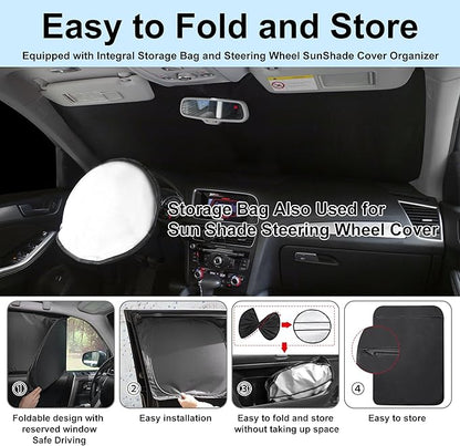 TINGLU Window Shades for GMC Sierra 1500 2500 3500 (SLT, AT4, Denali) 2019-2025 2026 5PCS Accessories Side Windows Cover Camping Windshield Sun Shade Sun UV Rays Privacy Protection