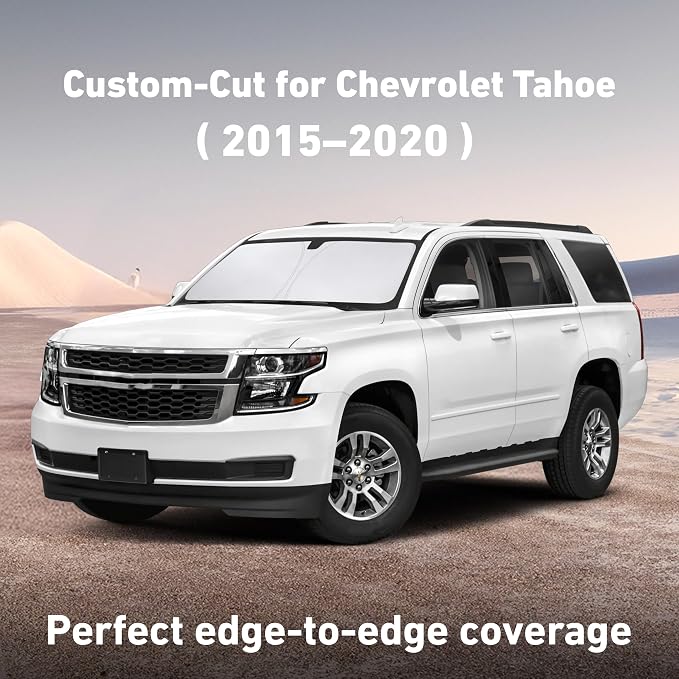 EcoNour Windshield Sunshade Compatible for Chevrolet Tahoe/GMC Yukon 2015-2018 2019 2020, Sun Visor for Front Windshield & Window Sun Shade Cover, UV Heat Blocker & Protector, Car Accessories