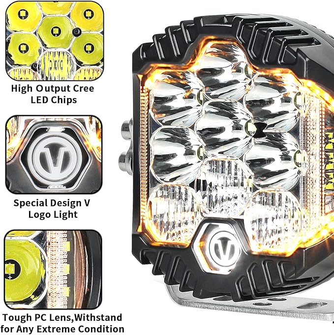 5 Inch 50W LED Driving Light, 5000LM Offroad Light IP67 Waterproof Round Work Light Spot Flood Combo for Wrangler, ATV, SUV, UTV, Trucks, Pickup, 4x4, F150 - Pack of 1