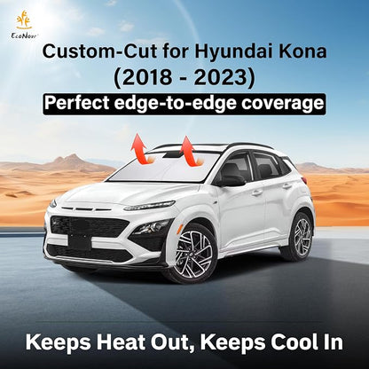 EcoNour Windshield Sunshade Compatible for Hyundai Kona 2018-2021 2022 2023, Sun Visor for Front Windshield & Window Sun Shade Cover, UV Heat Blocker & Protector, Car Accessories