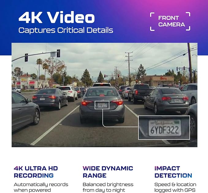 AZDOME M550 Pro 3CH Dash Cam 4K - 5G WiFi, 3.19" Screen IR Night Vision - 24H Parking Mode - 3-Channel Dash Cam - Wide-Angle Coverage - Collision Detection - Built-in GPS - Adjustable Camera Lens
