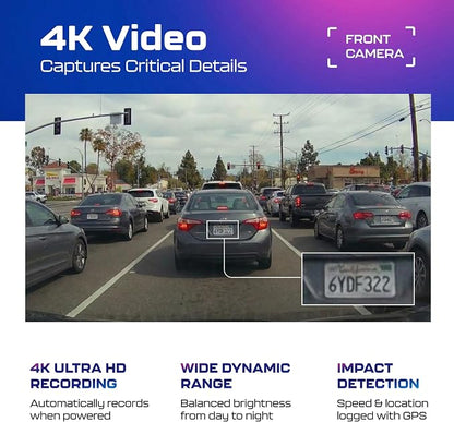 AZDOME M550 Pro 3CH Dash Cam 4K - 5G WiFi, 3.19" Screen IR Night Vision - 24H Parking Mode - 3-Channel Dash Cam - Wide-Angle Coverage - Collision Detection - Built-in GPS - Adjustable Camera Lens
