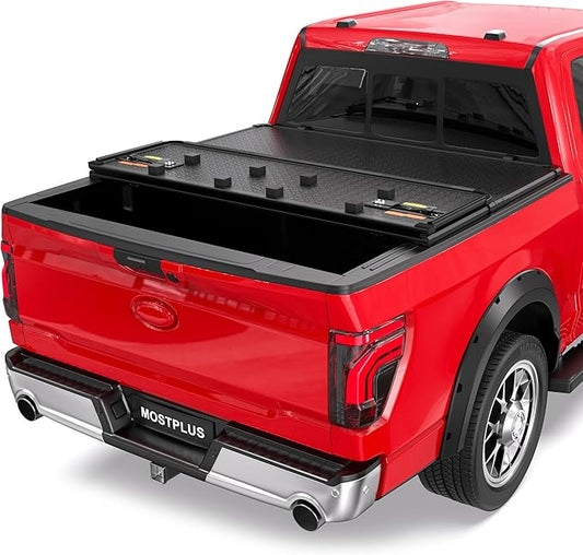 MOSTPLUS 6.5FT Tri-Fold Hard Truck Bed Tonneau Cover On Top Compatible for 2015-2025 2026 Ford F150 F-150 Bed 3 Fold Styleside Solid (78Inch)