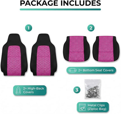 FH Group Automotive Front Car Seat Covers for SUV, Trucks, Sedan and More - Universal Fit Front High Back Design Interior Accessories - 3D Mesh Fabric Center Panel - Pink