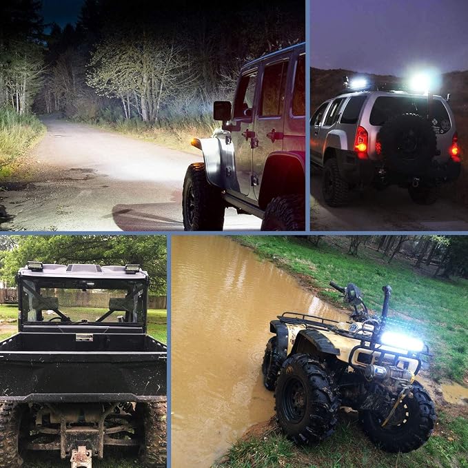Nilight 6.5Inch 2PCS 120W Spot Flood Combo Bar Driving Waterproof Off Road Led Light with Mounting Bracket Kit Wiring Harness-2 Leads, 2 Years Warranty