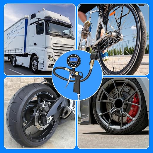 Digital Bike Tire Pressure Gauge, Presta Valve Adaptor, Schrader to Presta Valve Adapter for Air Compressor, Schrader Valve Adapter, Easiest Use Presta and Schrader Air Compressor Tool