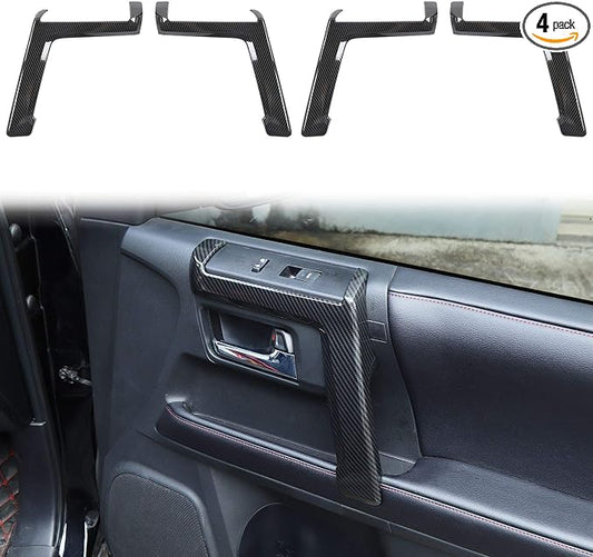 Voodonala for 4Runner Carbon Fiber Inner Door Handle Door Pull Cover Trim Cover Decoration Garnish for Toyota 4Runner Interior Accessories 2010-2025+ 4pcs