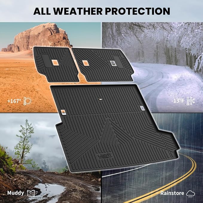 LASFIT Cargo Mat & Backrest Mats for Toyota 2025-2026 4Runner (Only Fit Hybrid, Not Fit Gas), All Weather TPE Custom Fit Easy Clean Trunk Mat for 4 Runner 2025 2026 6th gen Hybrid Trunk Mat, Black