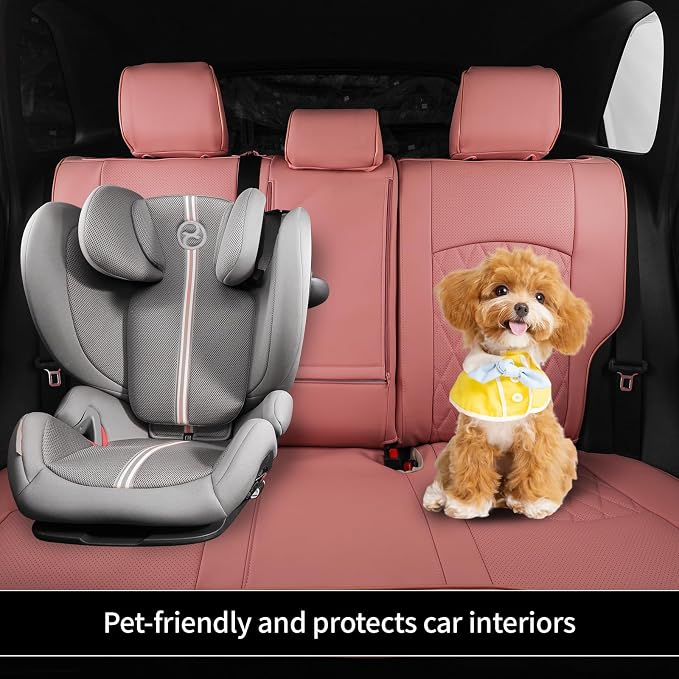 EKR Rav4 Seat Covers Custom Fit for Toyota Rav4 2021-2024 Prime SE,XSE & 2019-2025 Hybrid/PHEV SE,XSE, Leather Pink Seat Cover Full Set for Women,Faux Leather(Pink)