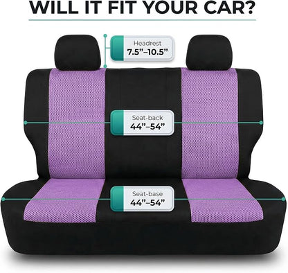 FH Group Automotive Rear Car Seat Covers for SUV, Trucks, Sedan and More - Universal Fit Rear Solid Bench Design Interior Accessories - 3D Mesh Fabric Center Panel - Purple