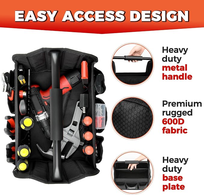 Detailing Caddy Organizer with Handle - Storage, Cars, & Cleaning Caddy for Supplies, Tools, & Home Improvement - Heavy Duty Car Detailing Supplies With Multi-Pockets & Collapsible Tote Design