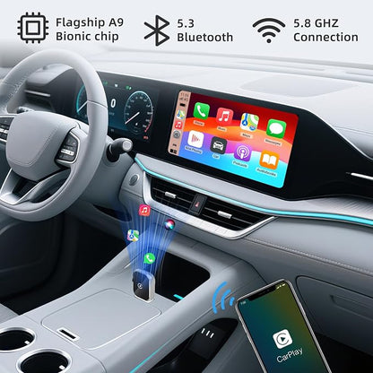 Mini Wireless Carplay Adapter for iPhone - Carplay Wireless Adapter Car Play Dongle, Stable, Grey