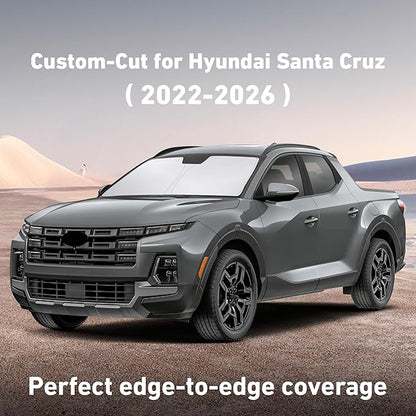 EcoNour Windshield Sunshade Compatible for Hyundai Santa Cruz 2022-2024 2025 2026, Sun Visor for Front Windshield & Window Sun Shade Cover, UV Heat Blocker & Protector, Car Accessories