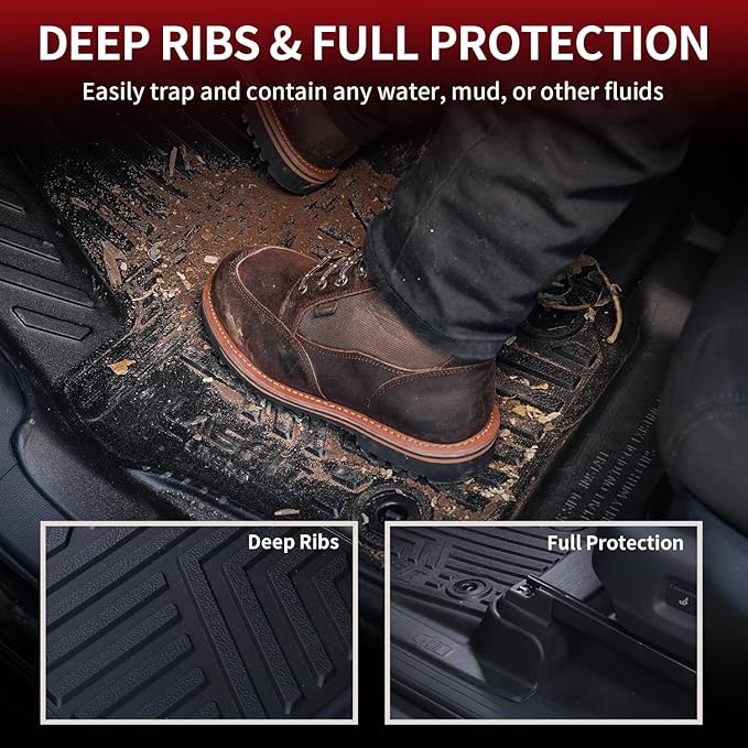 LASFIT Front Floor Mats Fit for Tacoma 2024-2026 (Only Fit Auto Tran) Custom Fit All Weather Protection TPE Floor Liners for Tacoma Accessories Front Row Car Mats (Not Include The 2nd Row Floor mats)
