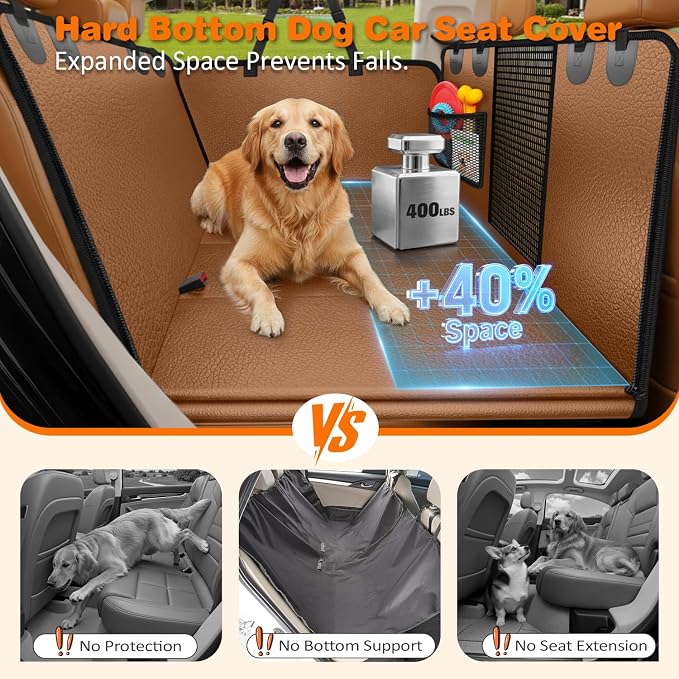 URPOWER Dog Car Seat Cover for Pets 100% Waterproof Seat Cover Hammock 600D Heavy Duty Scratch Proof Nonslip Durable Soft Back Seat Covers for Cars Trucks and SUVs