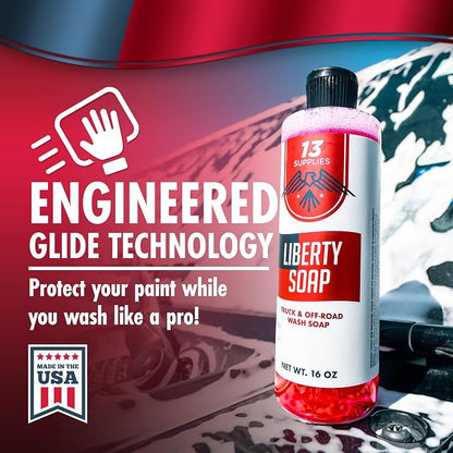 Liberty Foaming Car Wash Soap for Foam Cannon - pH Neutral Car Shampoo for Car Wash Foam Gun Pressure Wash, Thick Snow Pre-Wash Tackles Dirt, Safe for All Vehicles, Avoid Scratches on Trucks 16 fl oz