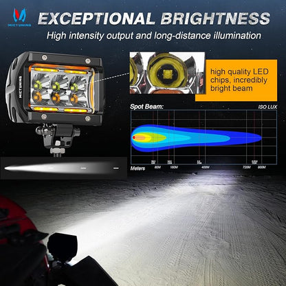 MICTUNING K1 4 Inch 36W Amber White LED Light Pods 6 Modes Dual Color Spot Off Road Light Cube Spot Strobe Lights Driving Offroad Ditch Lights for Truck Jeep, Pair