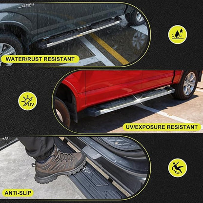 BINARY STAR 6 Inch Running Boards Compatible with 2019-2026 Ram 1500 Crew Cab (excl. 2500/3500/Classic), Ram 1500 Rock Sliders Nerf Bars Step Bars Made with High Light Stainless Steel.