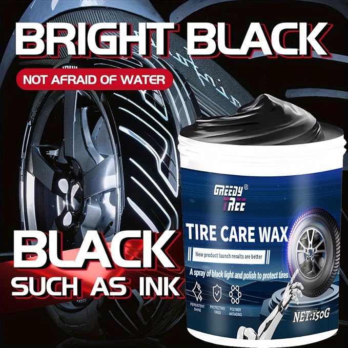 Tire Shine Paste | The Perfect Shine | Durable and User Friendly Tire Dressing | Long Lasting UV Protection for Black Tires, Wheels, & Rubber | 5.29 Oz Kit with Sponge