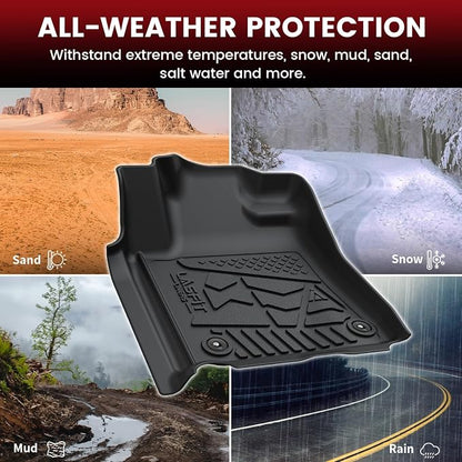 LASFIT Floor Mats for Toyota Tundra 2007-2011 Double Cab (Not Fit CrewMax or Regular Cab), Custom Fit All Weather Protection TPE Easy Clean Floor Liners for Tundra Front&Rear 2 Row Car Mats