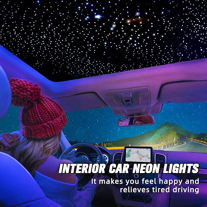 16W Starlight Headliner Kit, Star Lights for Car Roof&Home Decoration, Fiber Cable 500pcs*0.03in*13.1ft RGBW Star Light Headliner with Bluetooth APP/Remote Control/Music Mode