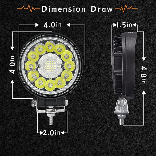 San Young LED Light Pods for Trucks, 4 Inch LED Tractor Work Lights 120W Round Spot Off Road Driving Light for ATV UTV RV Golf Cart Go Kart Lawn Mower SUV Offroad Lights, 4 Pack