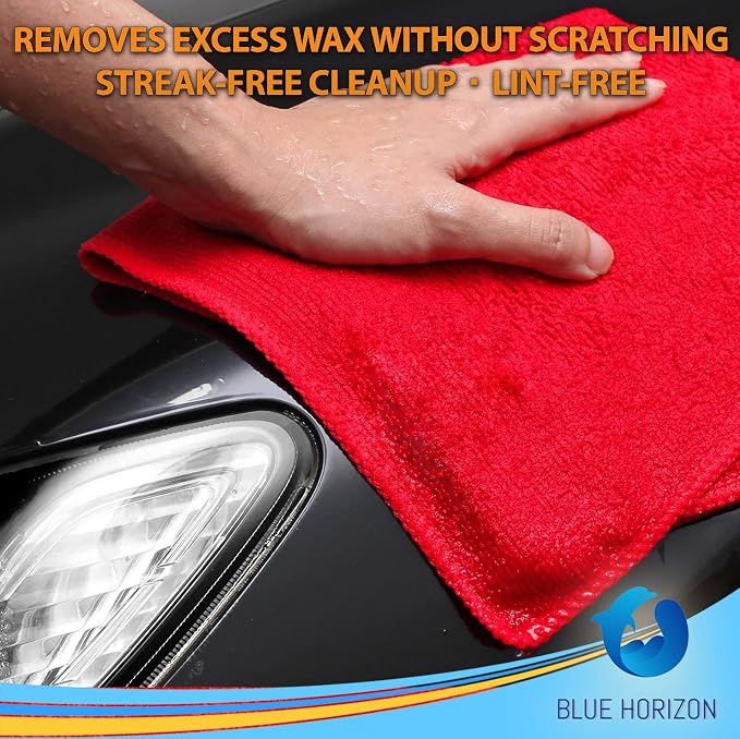 Red Microfiber Cleaning Towels, 3 Dozen Dual-Sided Cleaning Cloths Bulk Pack, Ultra Soft Plush Wash-Cloths, Micro-fiber Detailing Cleaning Cloths for Car, Household and Commercial (Red, 16" x 16")