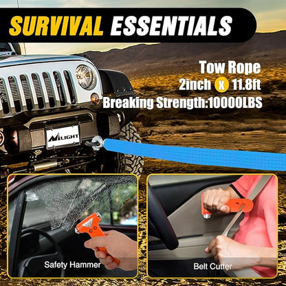 Nilight Car Emergency Kit with Jumper Cable, First Aid Kit Safety Assistance Tools for Travel Camping Outdoor Cars Truck SUV RV, Roadside Essentials with Flash Light
