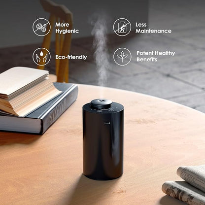 Airversa Waterless Essential Oil Diffuser Starter Kit with 2x20mL Hotel Fragrance Oils for Car Home Office, Cordless Battery Operated Scent Air Cool Mist Diffuser, Mist/Timers, AN6KIT-C Black