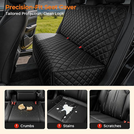 URPOWER Dog Car Seat Cover for Back Seat - Waterproof Non-Slip Car Seat Protector for Dogs Pet, Scratchproof Back Bench Seat Covers for Full-Size SUVs & Pickup Trucks, Black