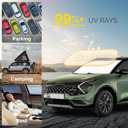 Car Windshield Sun Shade Compatible with 2023 2024 2025 2026 Kia Sportage NQ5 Accessories Foldable Front Window Sunshade Custom Windshield Cover Sun Visor Block UV Rays