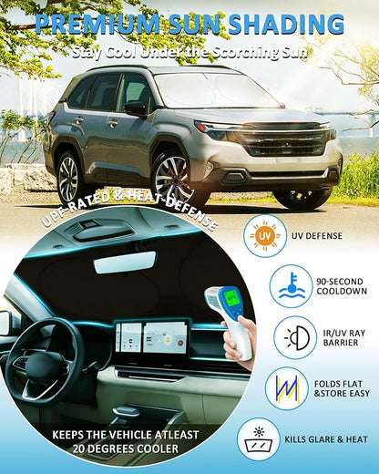 Sun Shade for Forester 2019-2024 2025 Windshield Sunshade fit for Subaru Forester SUV, Crossover, Base, Premium, Sport, Limited Accessories Front Window Cover Shield Visor Protector Blocker