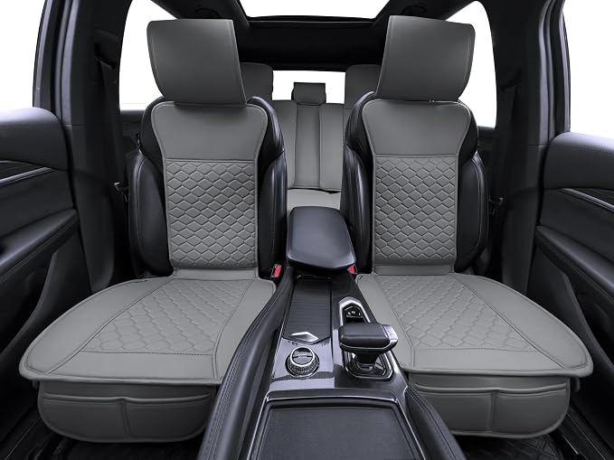 Elantrip Car Seat Cover Full Set Leather Car Seat Protector Universal fit for Most Cars SUVs and Trucks Water Proof Front and Rear Seat Protector Gray