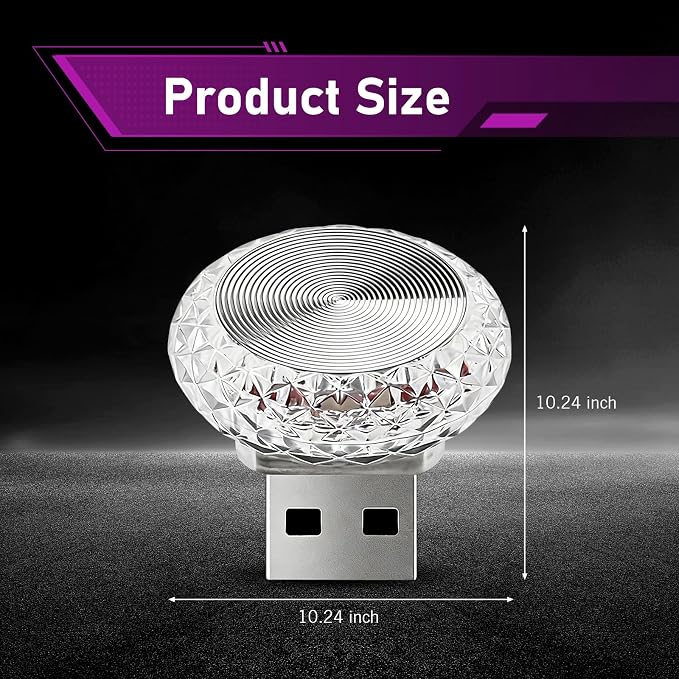 1 PCS Mini USB LED Car Interior Light, Plug & Play Compact Atmosphere Lamp, Personalized Automotive Interior Ambient Light Decor, Universal for Most Cars (Purple)