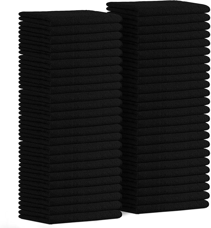 Avalon Towels Microfiber Cleaning Cloths (Value Pack of 48) - Size 16 x 16 Inches, Highly Absorbent Cleaning Rags, Lint Free, Reusable and Washable, Microfiber Towels for Cars