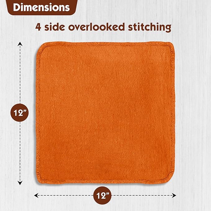 Nabob Wipers Auto Mechanic Shop Towels 25 Pack Bulk Shop Rags 100% Cotton Size 14"x14" Commercial Grade (25 Pack, Orange)