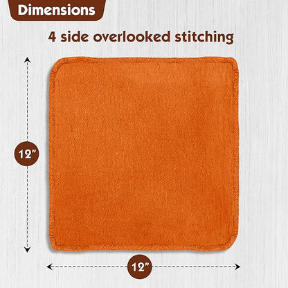 Nabob Wipers Auto Mechanic Shop Towels 25 Pack Bulk Shop Rags 100% Cotton Size 14"x14" Commercial Grade (25 Pack, Orange)