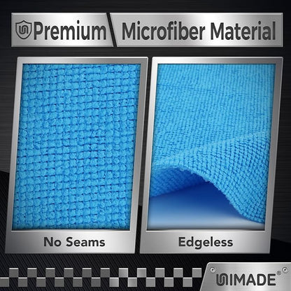 UNIMADE Shop Towels, 100 Pack Commercial Grade Work Rags Microfiber Towels for Cars Cleaning Rags Bulk Detailing Cloth for Automotive Bar Mechanic Restaurant Garage Housekeeping, 11.5"x 11.5", Blue
