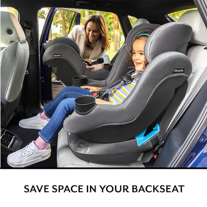Evenflo REO by Revolve360 Rotating Convertible Car Seat with Quick Clean Cover, Infant to Toddler, Forward and Rear Facing, Compact Design, One-time Install (Danvers)