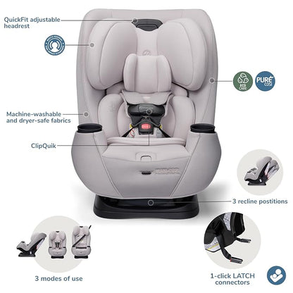 Maxi-Cosi Pria Max 3-in-1 Convertible Car Seat, Infant to Toddler Car Seat, ClipQuick Magnetic Chest Clip, Quick-Install Latch, Machine-Washable Cover, 5-100 lbs, Oyster Shell