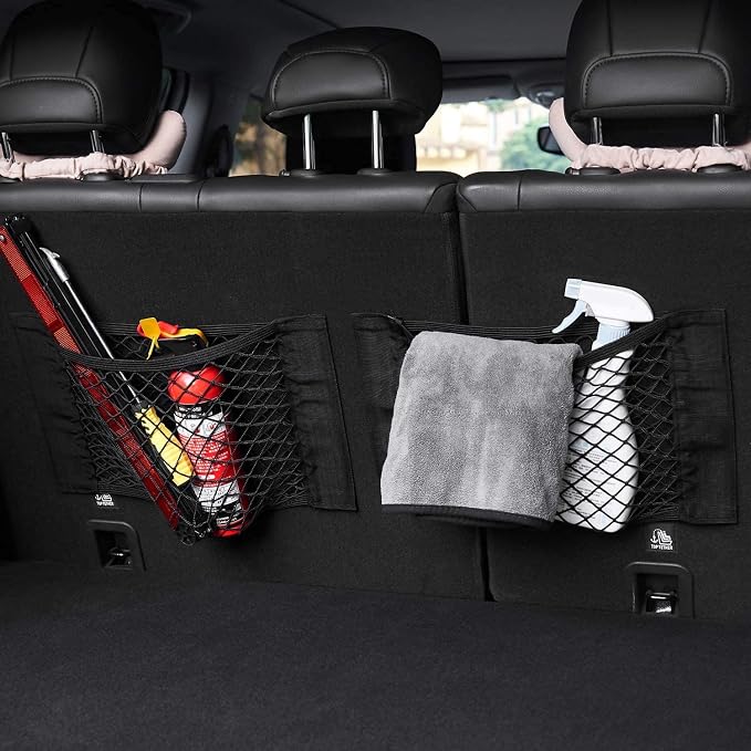 Universal Mesh Cargo Net Storage Net Wall Sticker Organizer Pouch Bag Storage Mesh Net for Car Trunk Storage Add On Organizers for Car Truck (24" x 9.5"（2 Packs)