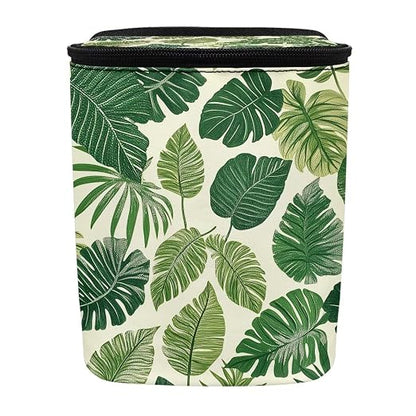 Talayituse Tropical Monstera Palm Leaves Print Car Trash Bin, Large Size Auto Trash Can Adjustable Portable Garbage Can with Lid, Vehicle Hanging Bag for Headrest Front Back Seat