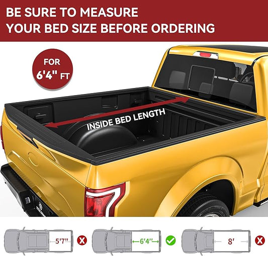 YITAMOTOR Soft Quad Fold Truck Bed Tonneau Cover Compatible with 2009-2024 Dodge Ram 1500 (19-24 Classic ONLY), Fleetside 6.4 ft Bed Without Rambox