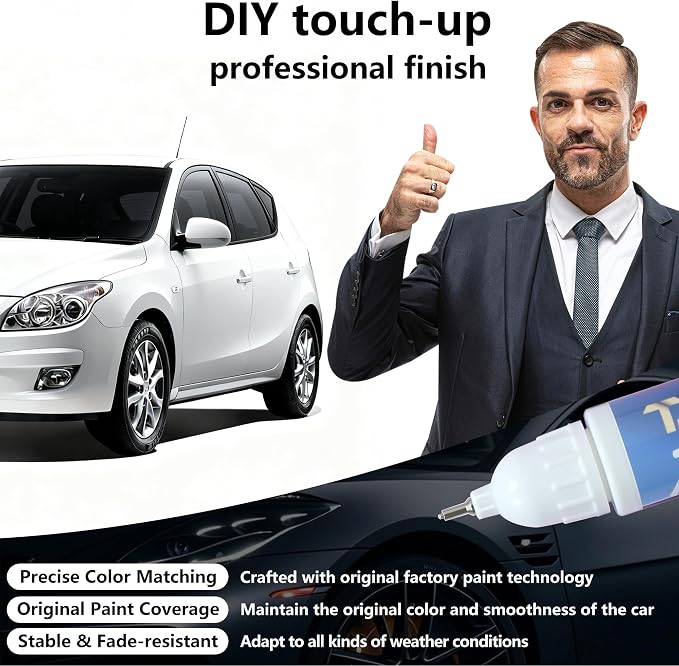 W6H Serenity White Pearl Touch Up Paint for Hyundai Exact Match, Car Paint Scratch Repair kit, 2 in 1 Scratch Remover Pen with Color-Matched Rapid Drying of Paint Coating