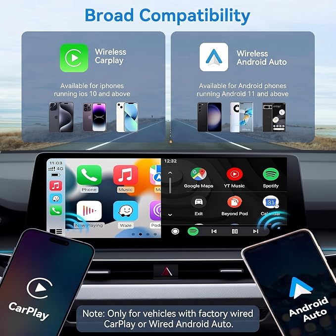 Diamond Wireless CarPlay Adapter for Apple CarPlay & Android Auto, 2-in-1 Mini Crystal Design, Plug & Play, 5G Fast Auto Connect, Stable Low Latency, for Factory Wired CarPlay Cars