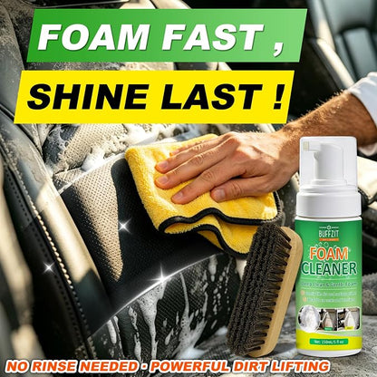 Car Interior Foam Cleaner Kit, Multifunctional Auto Detailing Cleaner with Brush & Towel, Deep Clean Car Seats, Carpet, Upholstery & Dashboard, Safe for Leather, Fabric, Vinyl & Plastic, 5oz